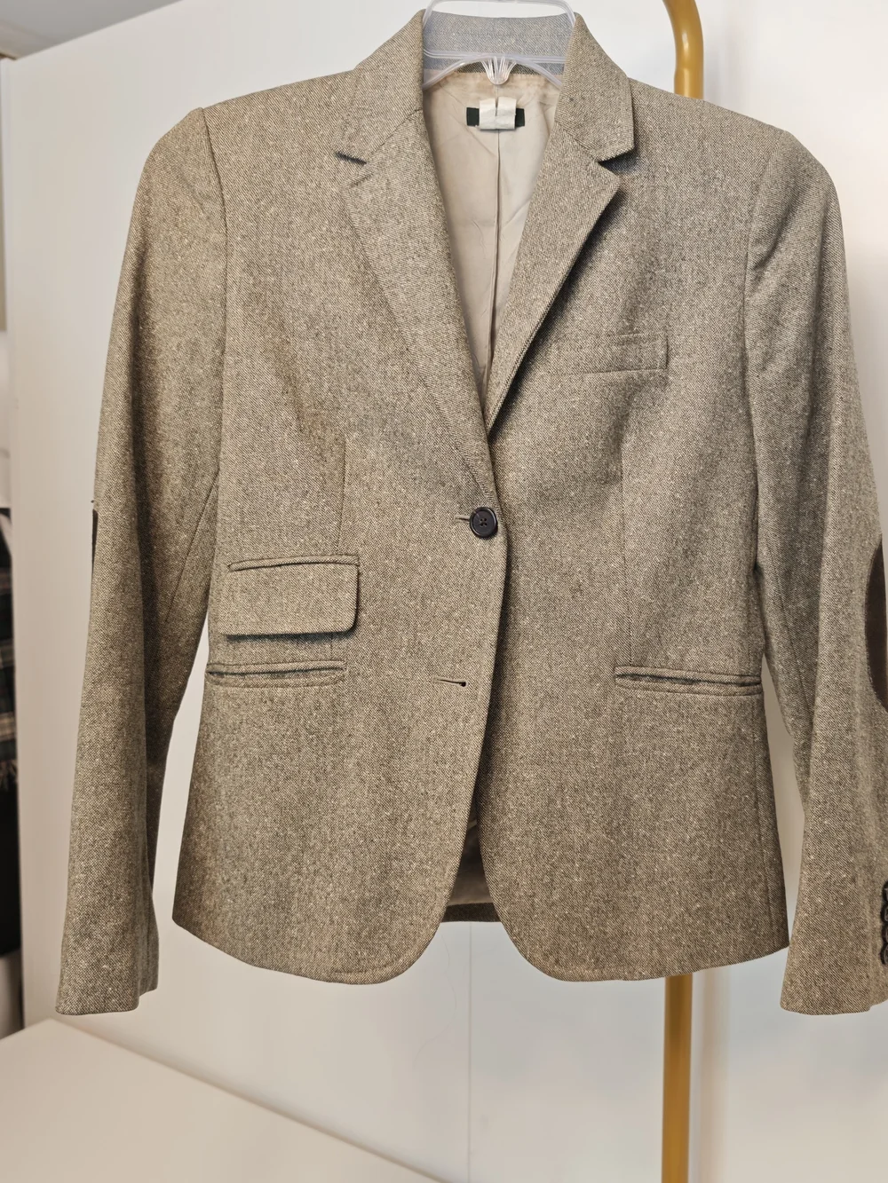 J. Crew Women's Tweed Single-Button Wool Blazer in Heathered Taupe